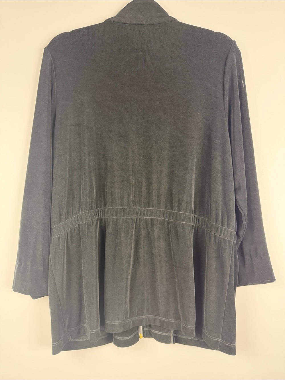 Chico’s Travelers Black Liquid Knit Zip Utility Jacket 2 L Stretch - Picture 5 of 5